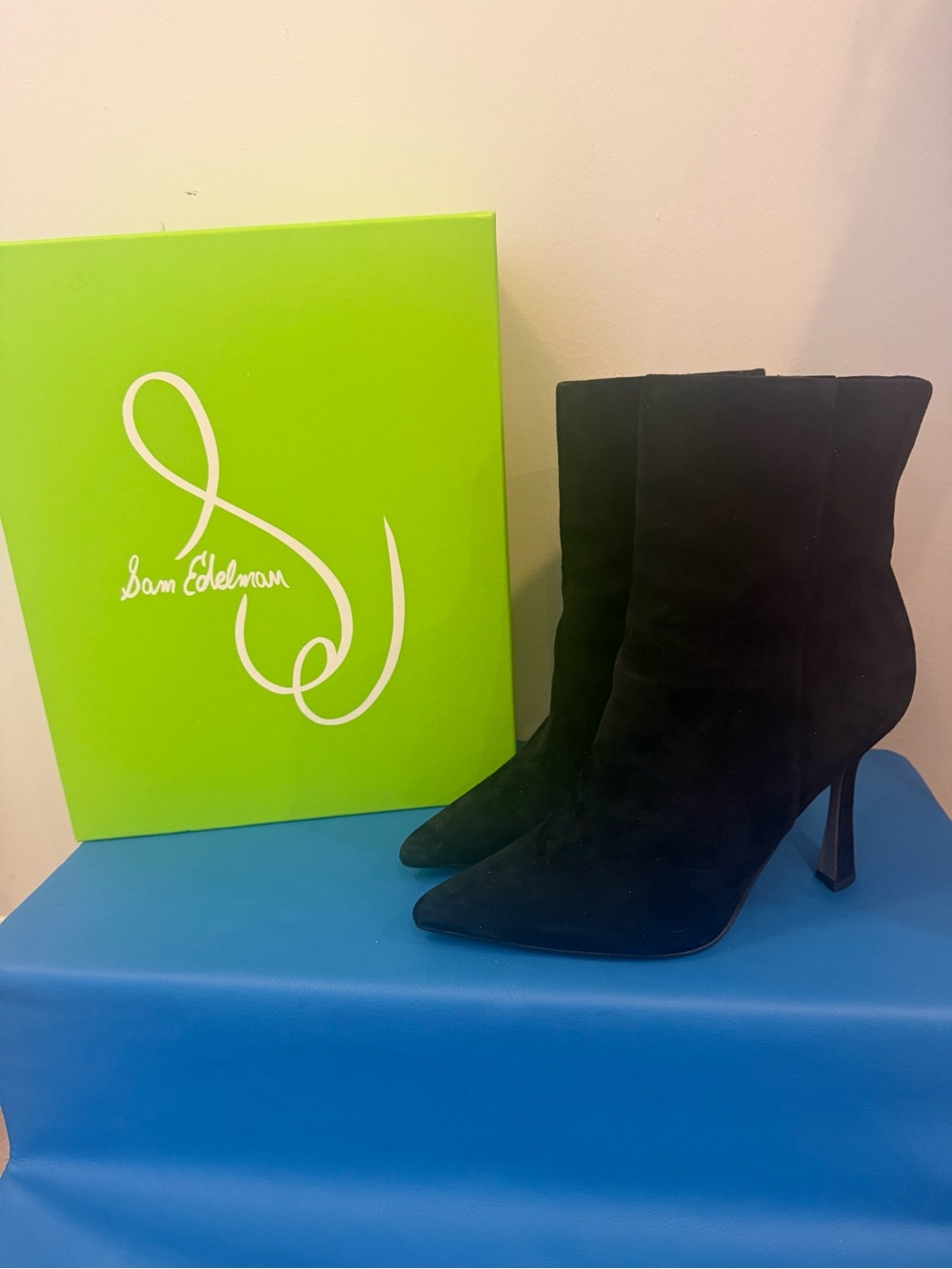 Sam Edelman Black Suede Pointed Ankle Boots